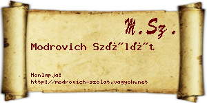 Modrovich Szólát névjegykártya